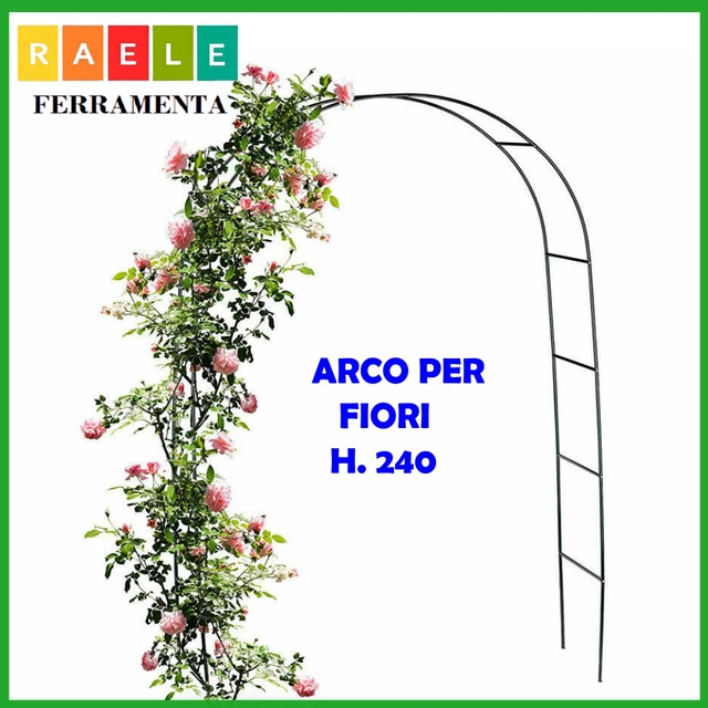 Arco Per Rose E Rampicanti In Metallo Nero - Supporto Piante Da Giardino 114x30x230 Cm