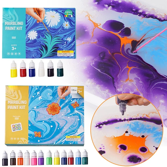 Water Marbling Paint Art Kit All Ages 6/12 Colors' F9Z0