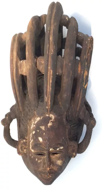 Superb Antique Early 20th Century African Igbo Mask Spirit Maidens Dance Nigeria