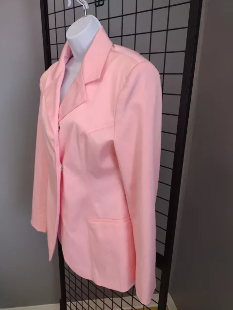 Zara Straight Satin Feel Blazer Woman's Size Med Long Sleeve Pink Snap Jacket 2
