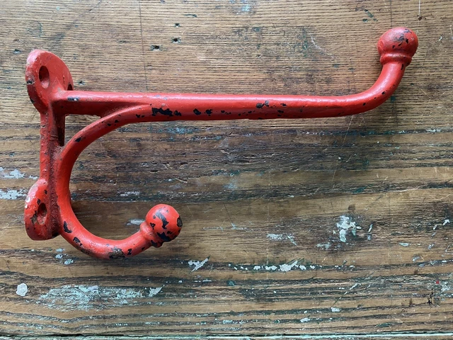 Antique CAST IRON HARNESS Coat/Hat HOOK Vtg Horse Tack Barn Hardware Primitive 2