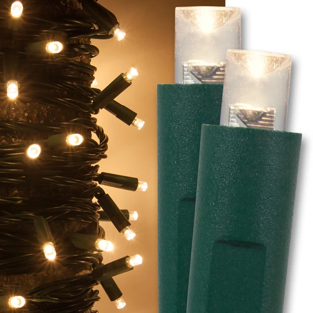 25' Commercial LED Christmas Lights Mini Lights, 50 Lights White Multi Red Green