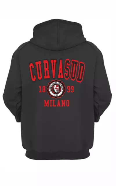 Felpa black con cappuccio e marsupio  stampa Curva sud  sia davanti retro