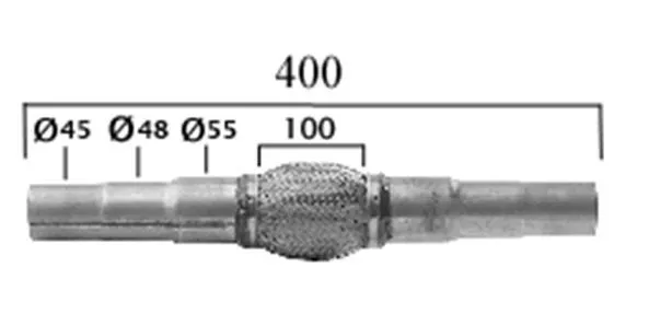 Manchon Echappement Avec Tresse Flexible Longueur 400 mm-Diamètre 45 à 55 mm