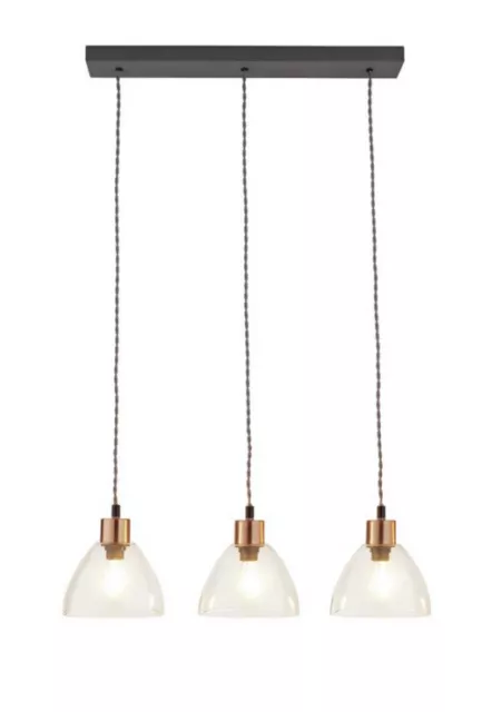 Argos Home Highland Lodge Glass 3 Light Pendant Light - Grey 3