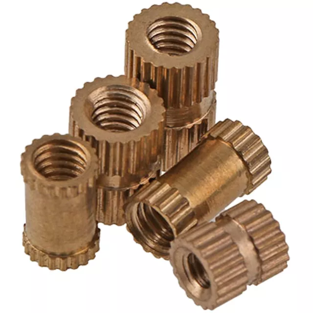 M6 6mm Outer Diameter 8mm Brass Knurled Nuts Threaded Round Insert Embedded Nuts