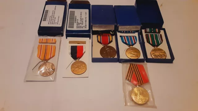 Boxed WW2 US Navy - Army Issue Campaign MEDALS 🏅- Lot Of 6 - US MINT -S&A ORDER