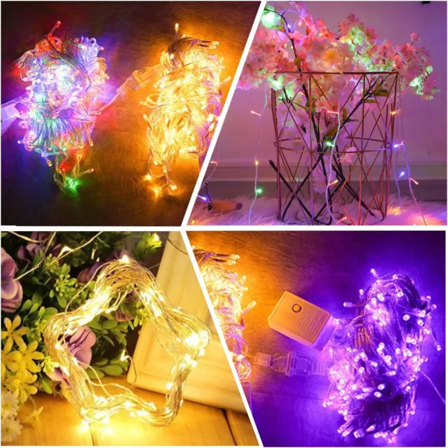 Guirlande Lumineuse 8 Mode 10M 100 LED Décoration Fil Transparent Sapin de Noël