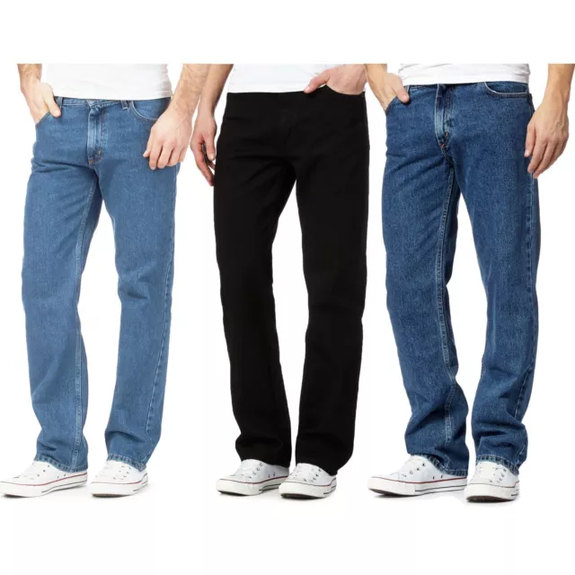 Mens Denim Jeans Waist 34 32 36 Straight Leg Regular Fit Plain  Pants