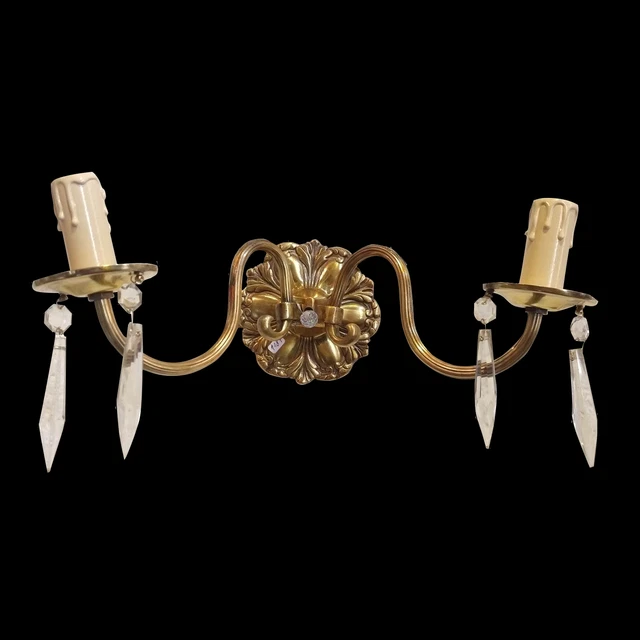 Antique french bronze and glass sconce. 1187