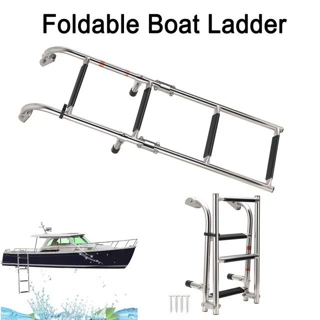 MARINE CITY 304 Stainless Steel Foldable Boarding Ladder - Sleek