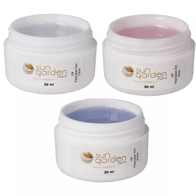 Sun Garden Nails UV Fiberglas Gel 3 x 30ml klar rose-klar violet