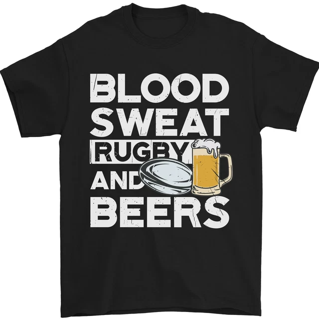 Blood Sweat Rugby and Beers Funny Mens T-Shirt 100% Cotton