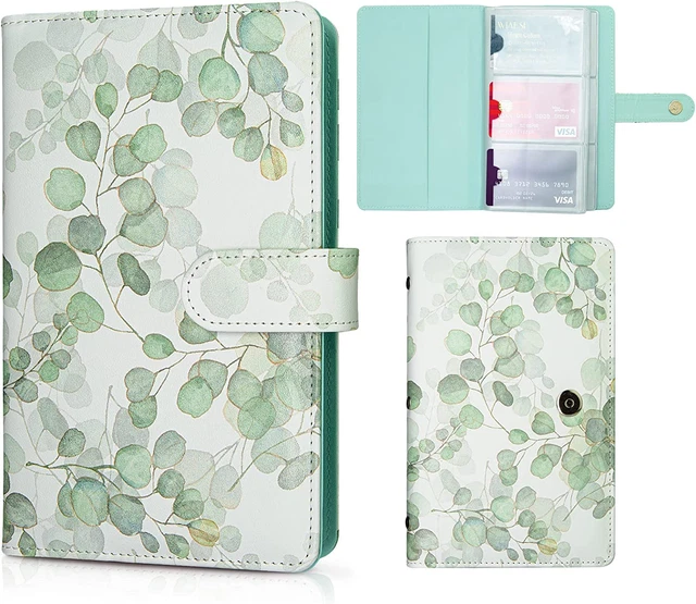 Business Card Organizer Holder, PU Leather Business Card Book Holder for Women &