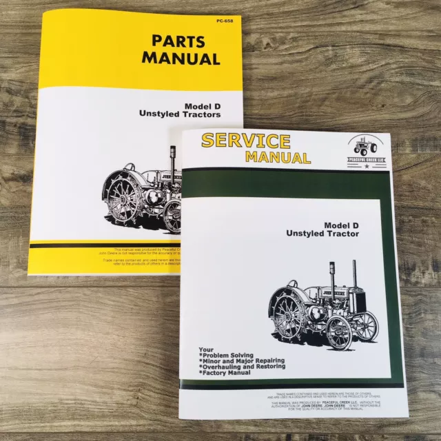 Service Parts Manual Set For John Deere Model D Unstyled Tractor Catalog JD