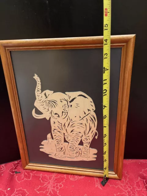 Framed laser cut wooden elephant by Rod Follmer - Very Rare - 2002 3