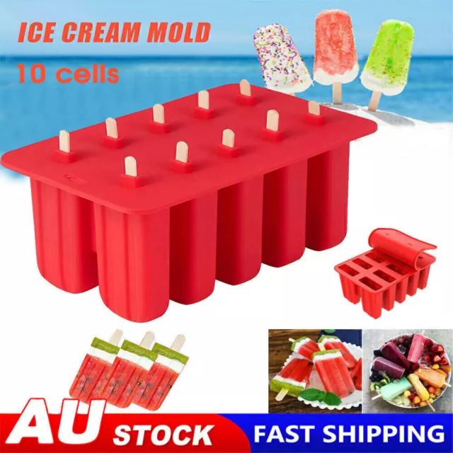 Silicone Ice Mould Cream Block 10 Frozen Molds icy Pole Jelly Pop Popsicle Maker