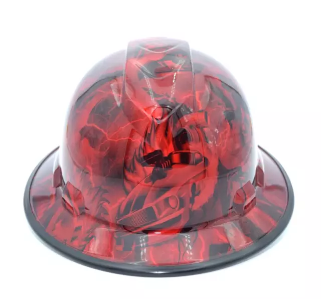 Wide Brim Hard Hat Hydro Dipped in Candy Apple Red Street Outlaws w/ Brim Guard