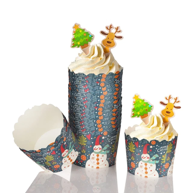 50 Pcs Paper Cupcake Liners Baking Cups Christmas Cupcake Wrappers