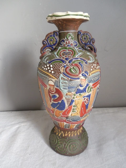 Vase Double Tige En Faïence Navajo J. Banally - Signé, Montagnes De Buffles