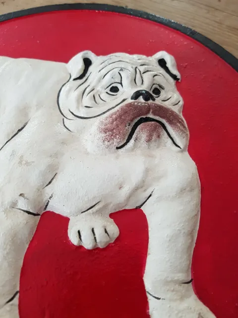 Insegna in ghisa bulldog look vintage placca da parete 24 cm cane britannico regalo casa rosso 3