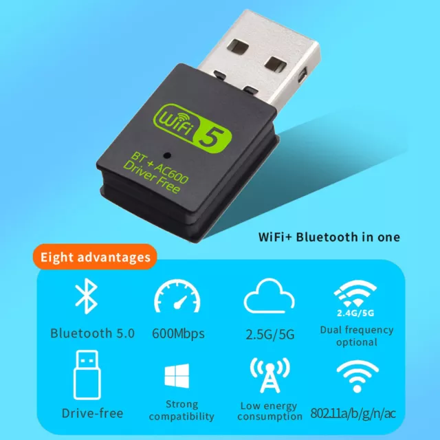 Portable Wifi Dongle Dual Band USB Bluetooth Compatible Wireless 2.4G 5G