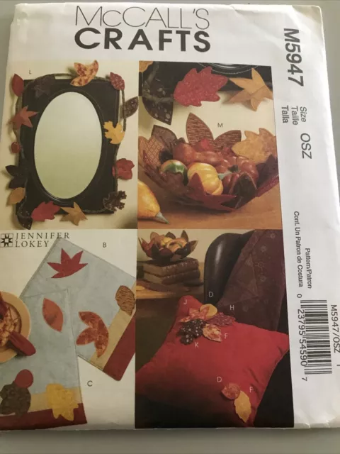 McCall's M5947 Autumn Home Decor, Leaf Applique Runner, Placemats, Garland, Bowl