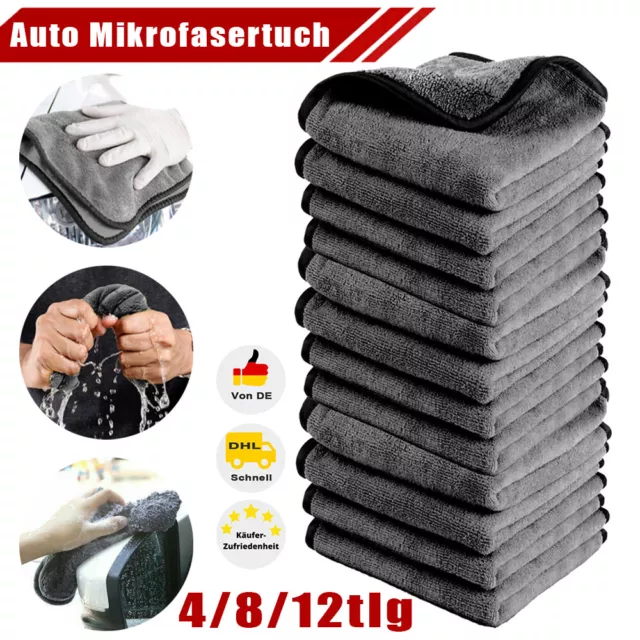 Mikrofasertuch Auto 1200GSM Poliertuch Trockentuch 40x40cm Microfaser 4/8/12 Tlg