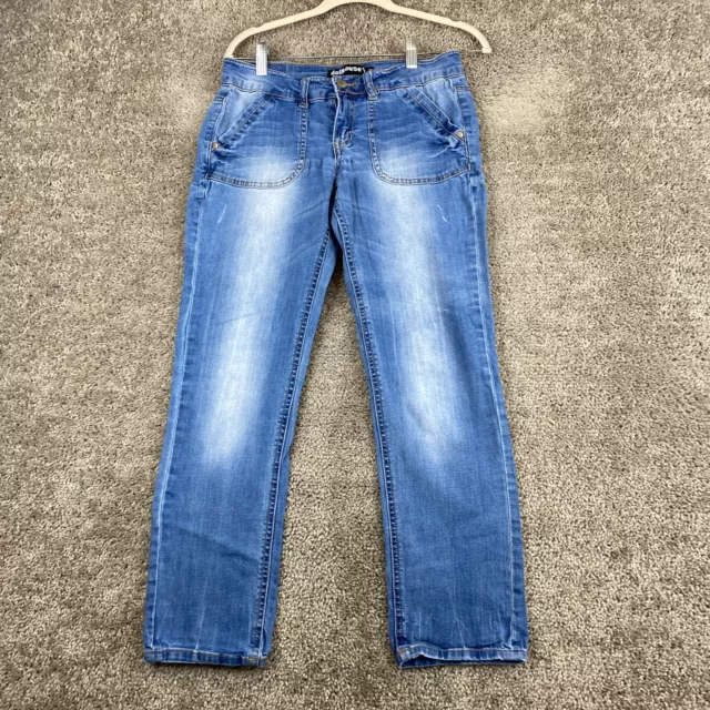 Doll House Sienna Crop Jeans Women's Size 7 Blue Low Rise Medium Wash Faded