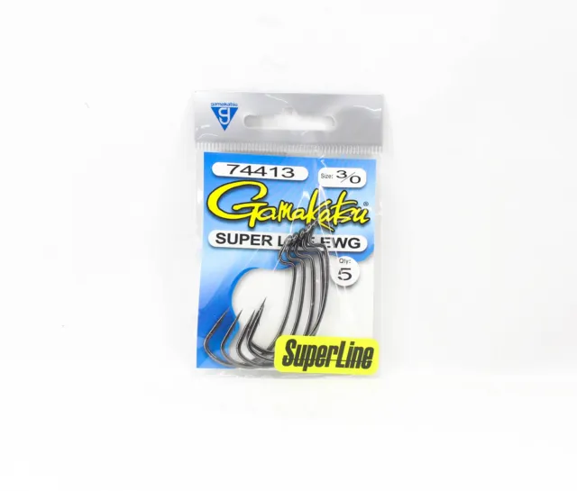 Gamakatsu 74413 Worm Offset Superline EWG NSB Size 3/0 , 4 Per pack (9558)