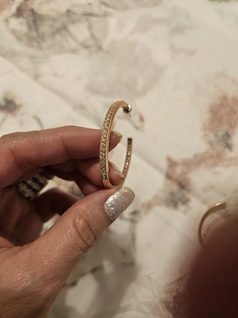 Touchstone Crystal Hidden Gems Hoop Earrings Rose gold