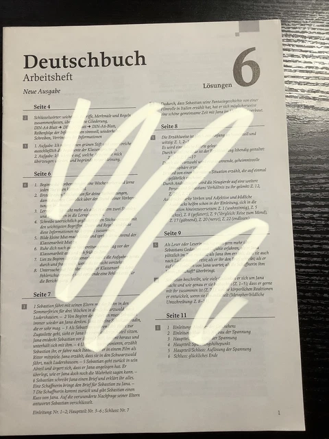 LÖSUNGEN ZU DEUTSCHBUCH 6 Arbeitsheft Neue Ausgabe Cornelsen Deutsch 20