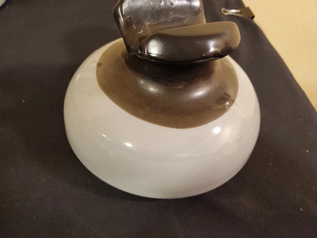 Vintage Large  Saddle-Back Insulator Ceramic Porcelain Black /  Light Blue 5