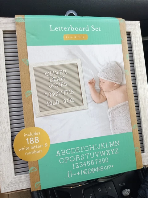 Kate & Milo Letterboard Set Perfect For Baby Announcements, 188 Letters/Numbers