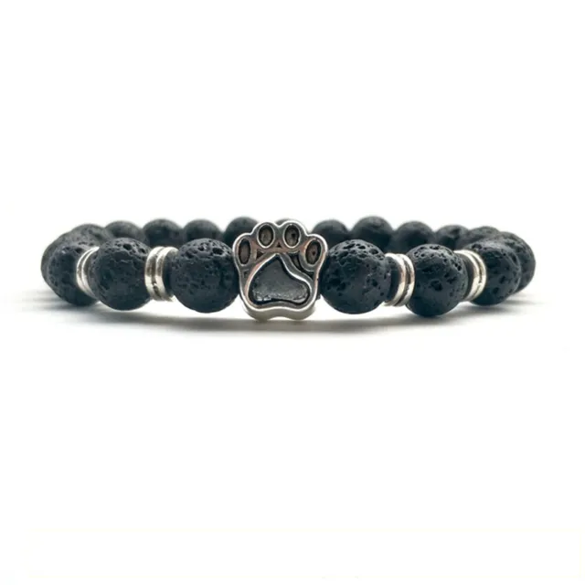 8mm volcanic stone gemstone dog claw bracelet 7.5inches Meditation Pray Bead