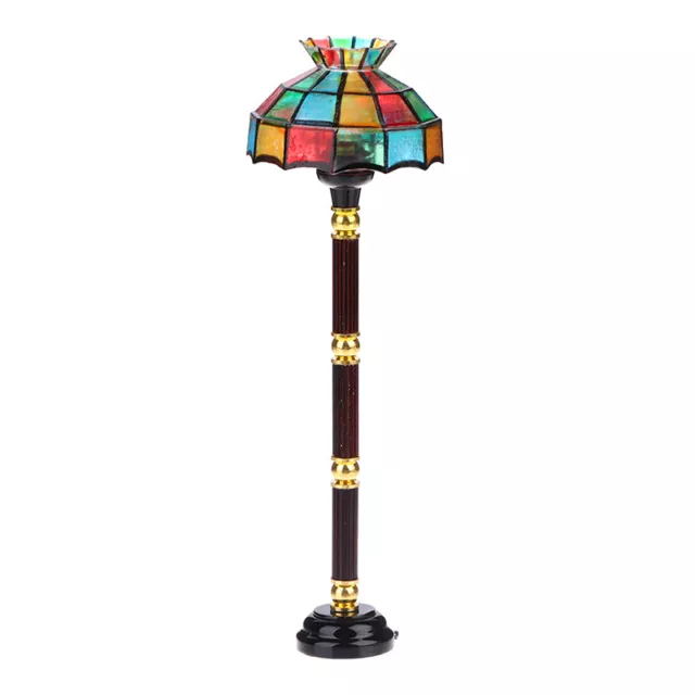 1:12 casa delle bambole colorata lampada da pavimento LED lampada da terra lampada da tavolo decorazione casa giocattolo Sb