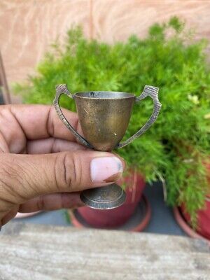 1960'c Collectible Old Brass Hand Forged Vintage Miniature Trophy Cup