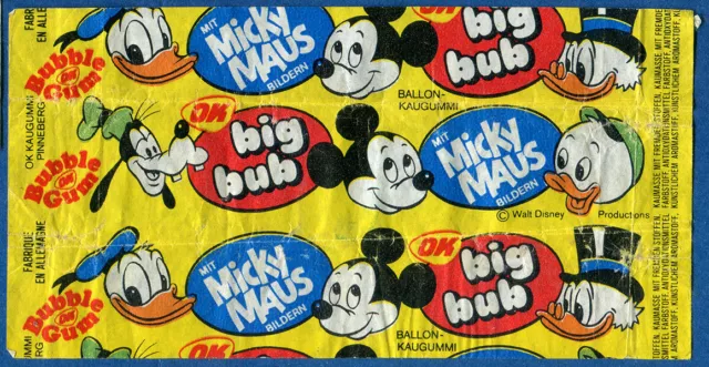 OK Big Bub Micky Maus Walt Disney Mickey Mouse Goofy Chewing Bubble Gum Wrapper