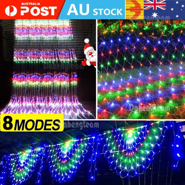 444LED 3M Peacock Waterfall Net Mesh Curtain Fairy String Lights Xmas Party