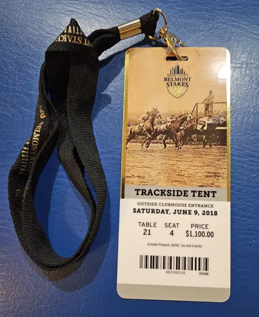 2018 belmont stakes TRACKSIDE TENT Ticket JUSTIFY Triple Crown Win Mike Smith