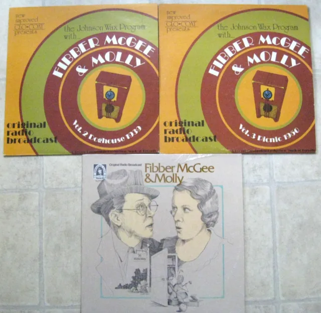 Fibber McGee Molly LP Vol 2 & 3 Doghouse '39 Picnic '50 & Nostalgia Lane 2 shows