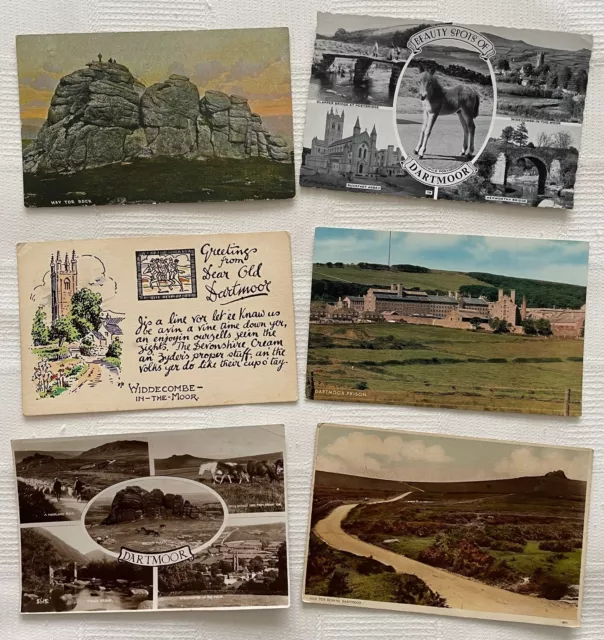Dartmoor Sites/Scenes - Job Lot Six Old/Vintage Postcards, inc RP