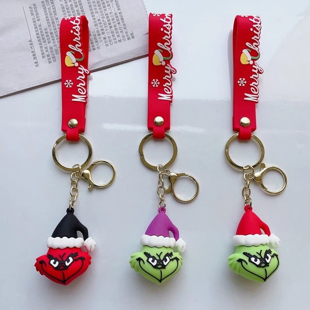 Grinch portachiavi pelliccia verde mostro ciondolo borsa accessori veleno di Natale