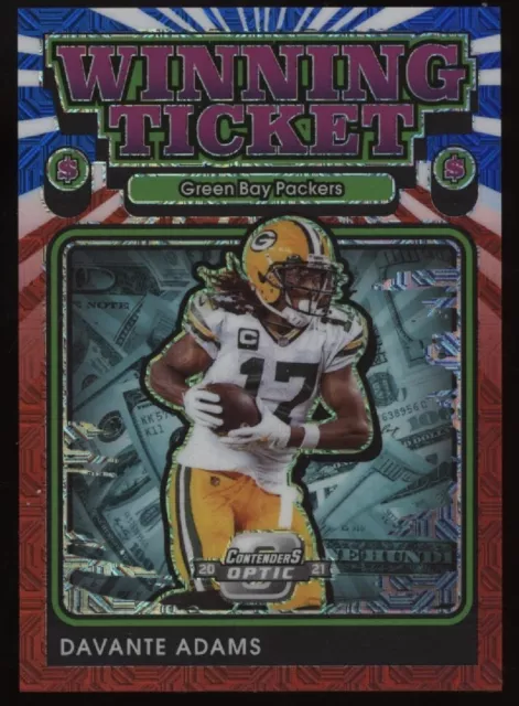 2021 Contenders Optic DAVANTE ADAMS Winning Ticket Red White Blue Prizm #5/13 SP