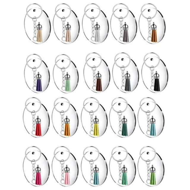90/120 Pcs Acrylic Keychain Blanks With Key Rings Jump Rings Round Clear  Discs Circles Colorful Tass