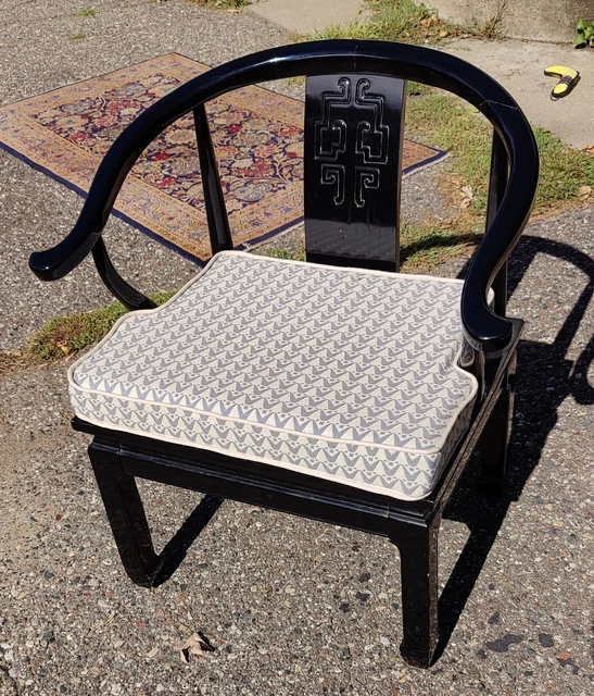 James Mont Style Black Lacquer Chair By Century Furniture Asian