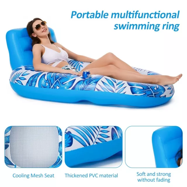Inflatable Floating Chair Portable Floating Boat Lounge Multifunctional Water Lo