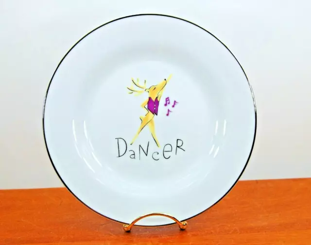 Pottery Barn "Dancer" Reindeer 8.5" Dessert or Salad Plate Christmas Holiday