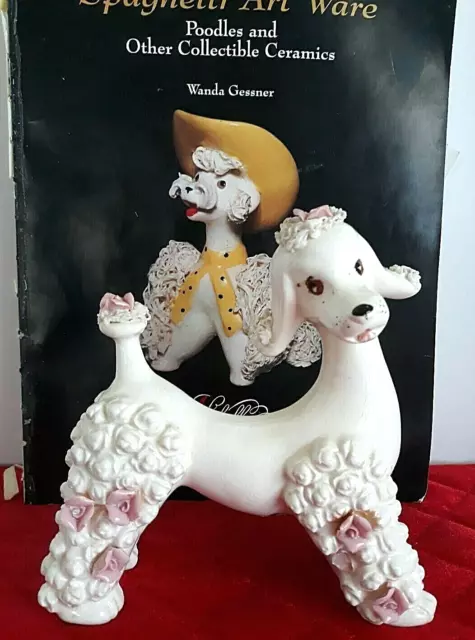 VTG Large Porcelain Spaghetti White Poodle Dog Figurine Japan Exquisitely Yours