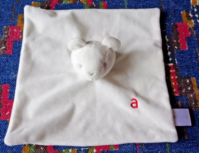 4Pa/  Doudou Plat Absorba Ours Souris Blanc A Rouge Kom 9